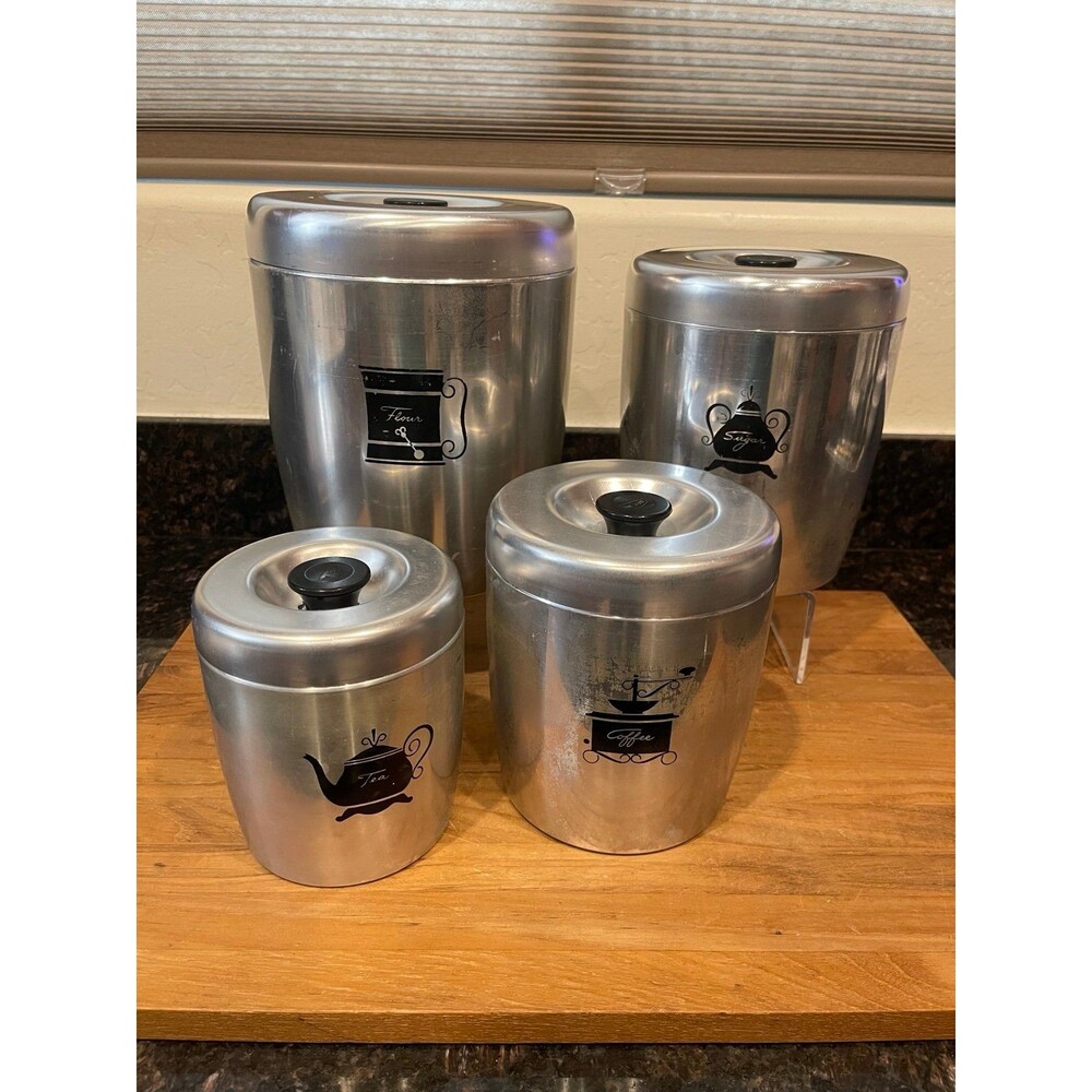 Vintage MCM Stackable 4 West Bend Canisters
